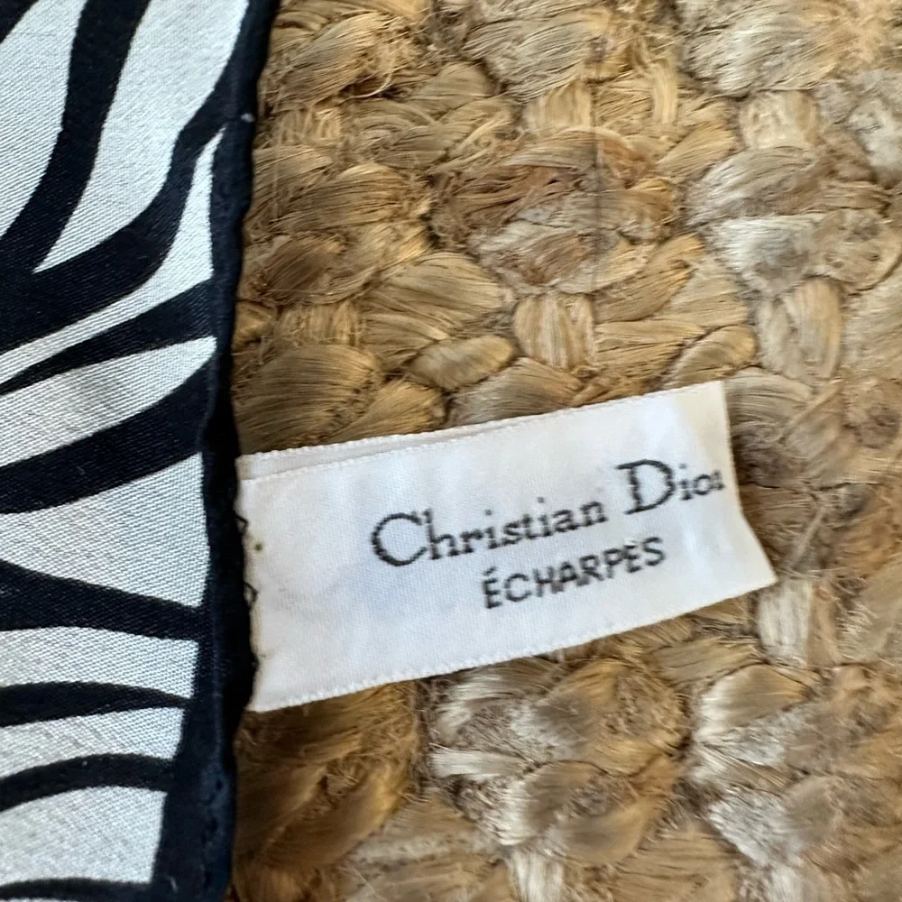 Dior Black and White Zebra Print Scarf VINTAGE 100% SILK